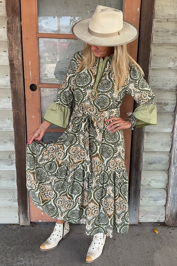 Sunlit Olive Dress