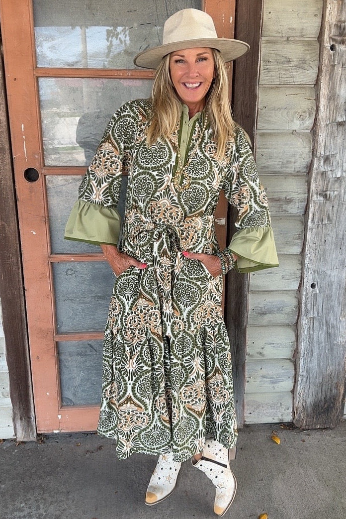 Sunlit Olive Dress