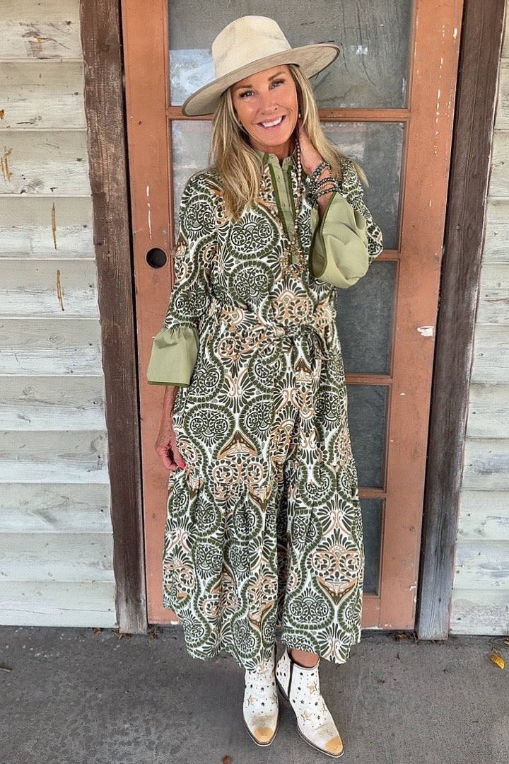 Sunlit Olive Dress