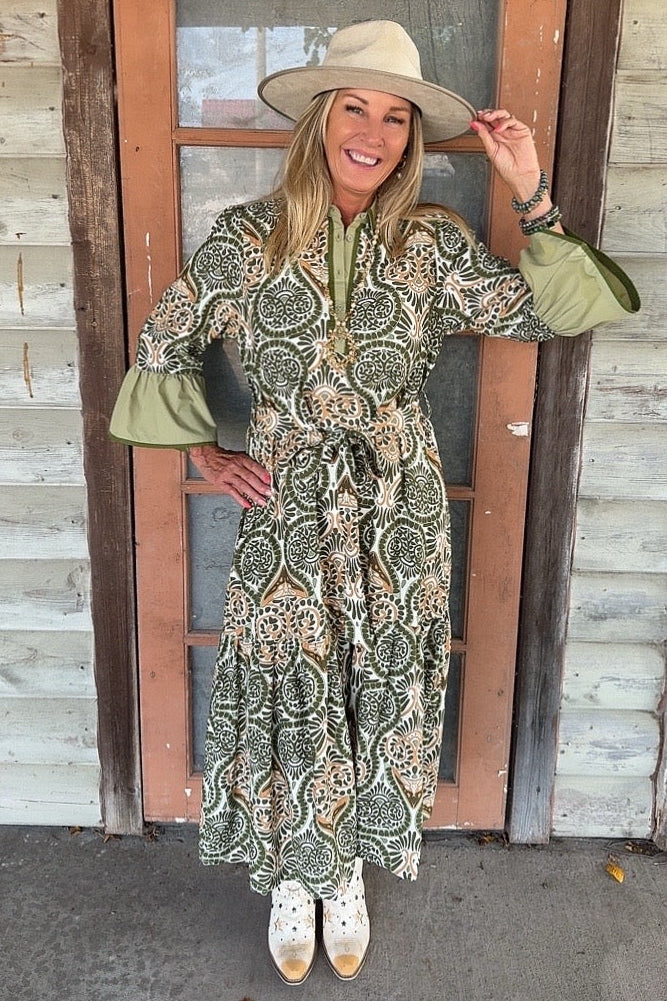 Sunlit Olive Dress
