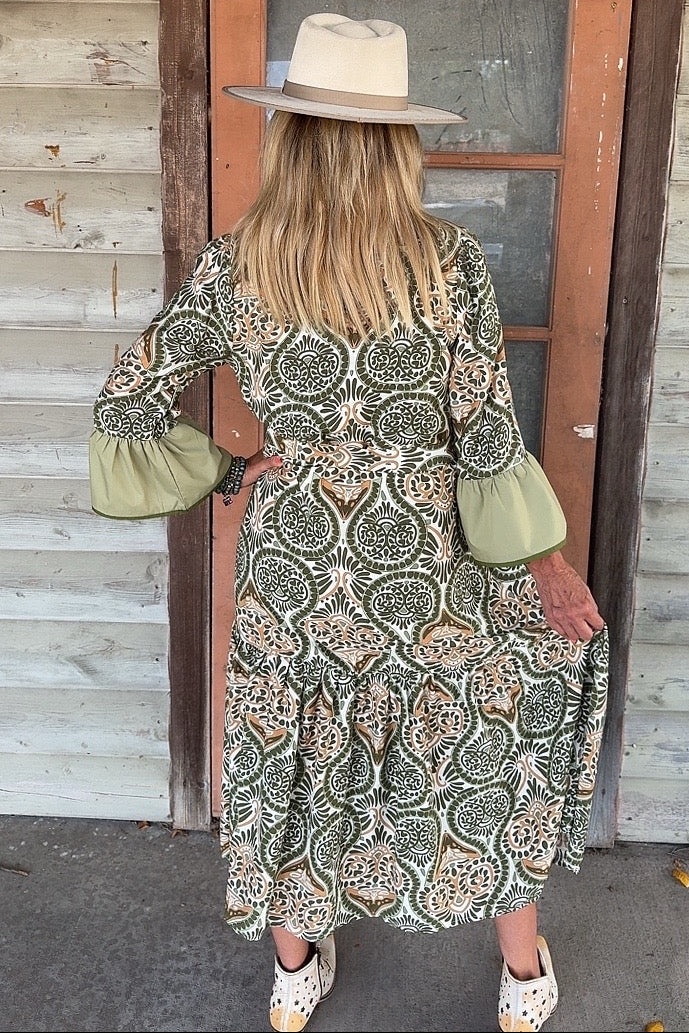 Sunlit Olive Dress