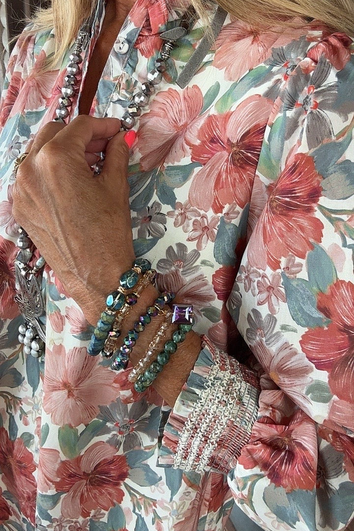 Coral & Teal Blossom Dress