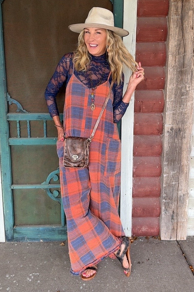 Autumn Plaid Cotton Overalls