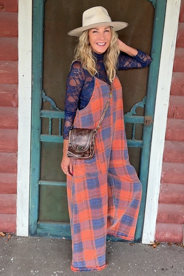 Autumn Plaid Cotton Overalls