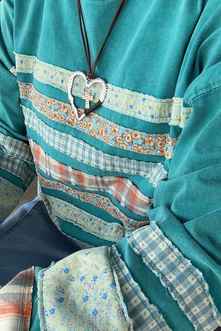 Teal Prairie Stripe Top
