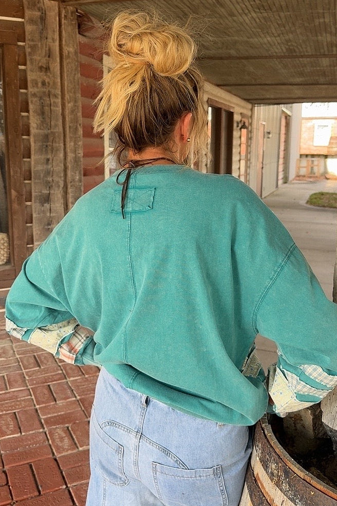 Teal Prairie Stripe Top
