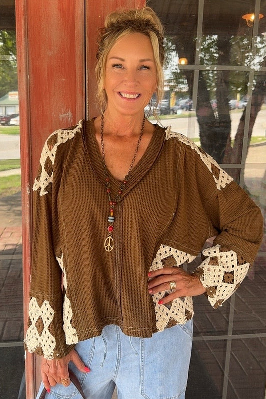 Sienna Crochet Waffle Top
