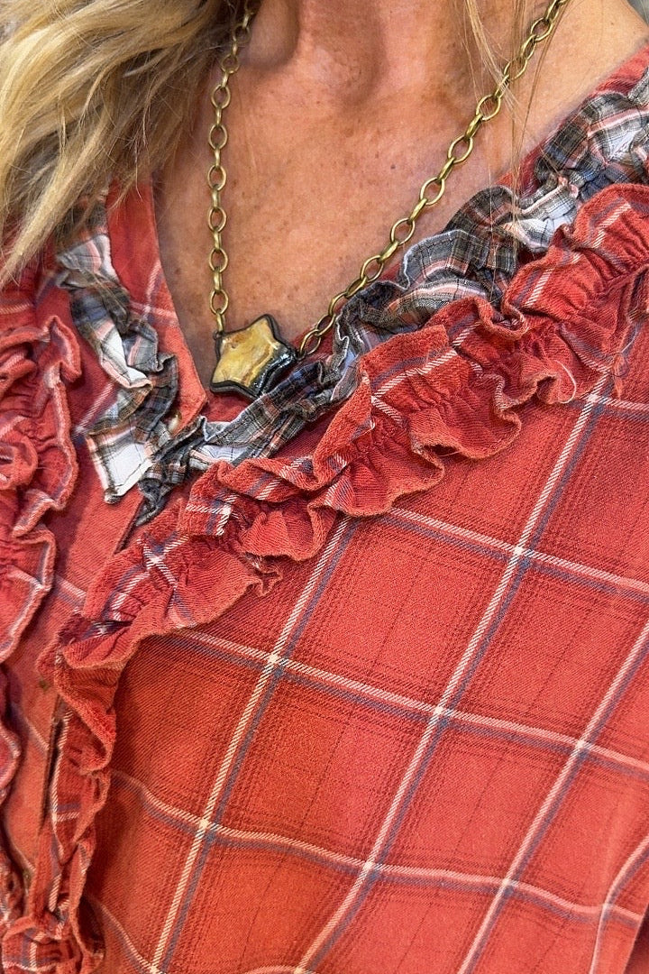 Rustic Plaid Cotton Blouse