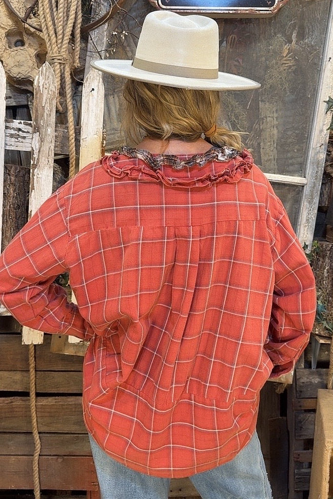 Rustic Plaid Cotton Blouse