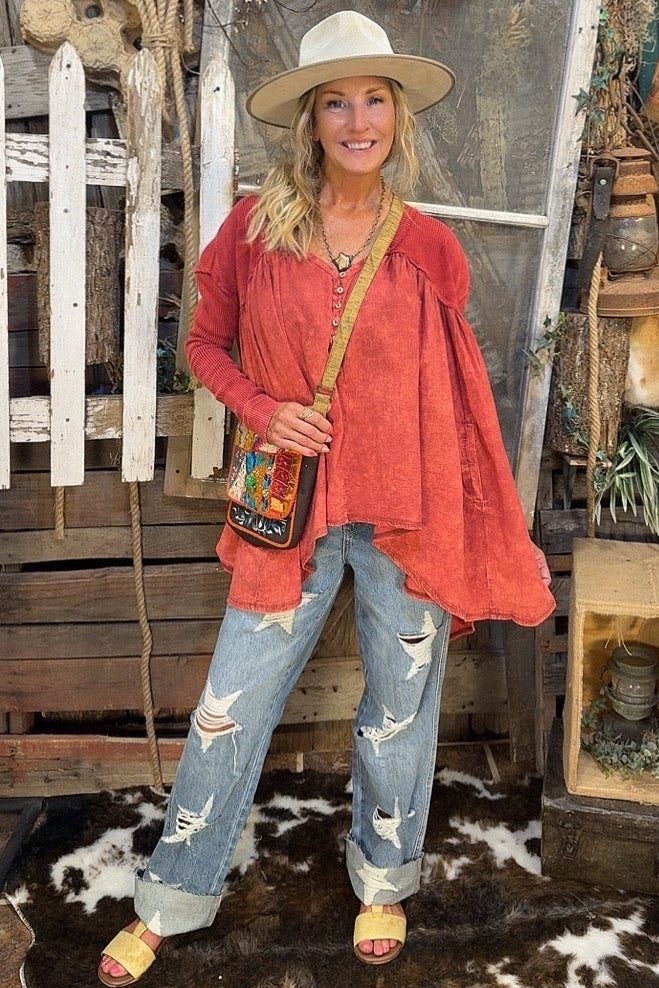 Cranberry Drift Oversized Blouse