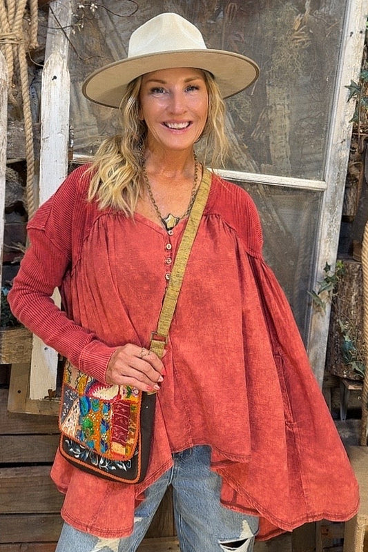 Cranberry Drift Oversized Blouse