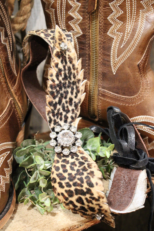 Leopard Print Leather Hatband/Belt