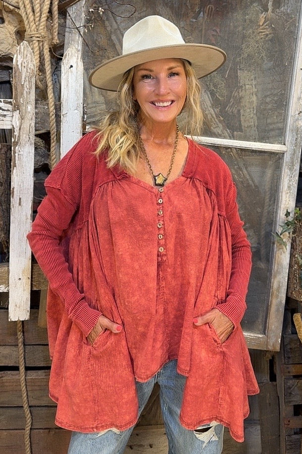 Cranberry Drift Oversized Blouse
