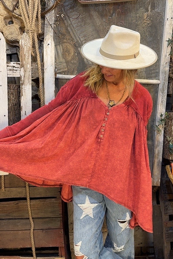 Cranberry Drift Oversized Blouse
