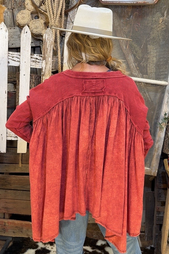 Cranberry Drift Oversized Blouse
