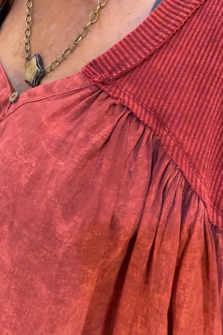 Cranberry Drift Oversized Blouse