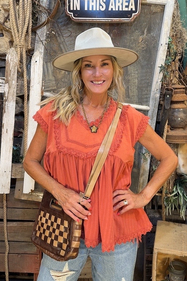 Sunset Coral Cotton Top