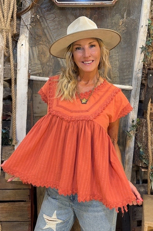 Sunset Coral Cotton Top