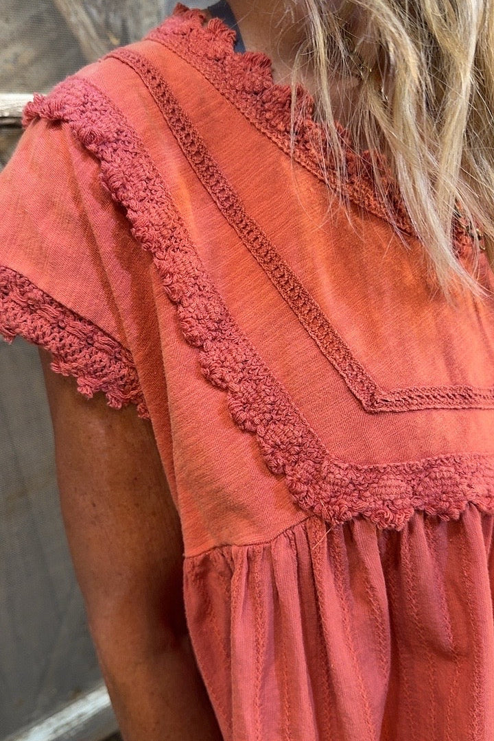 Sunset Coral Cotton Top