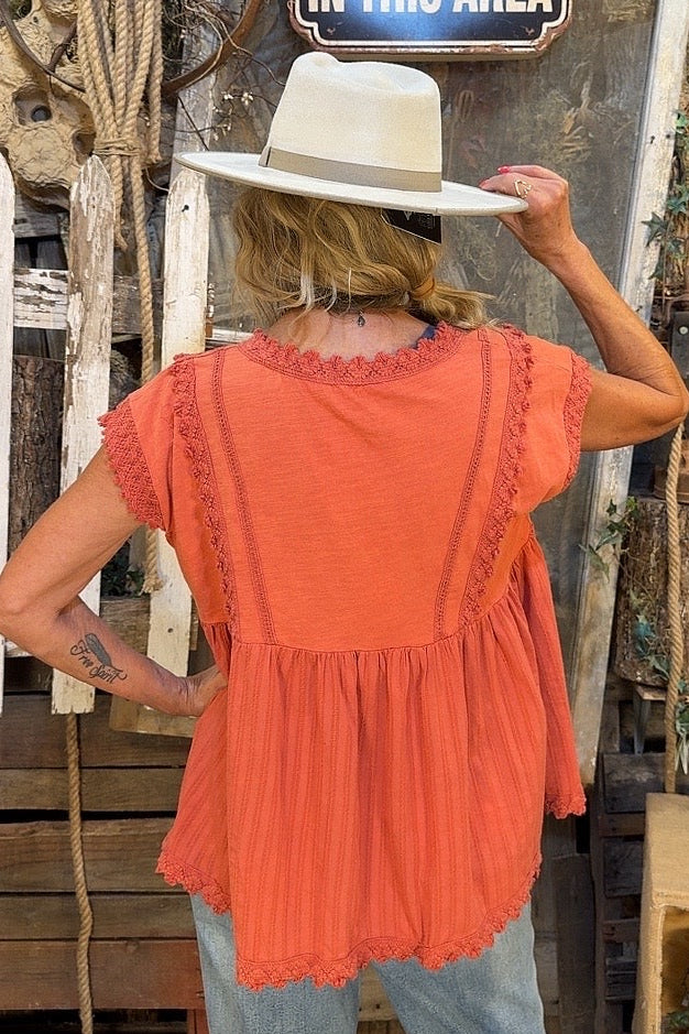 Sunset Coral Cotton Top