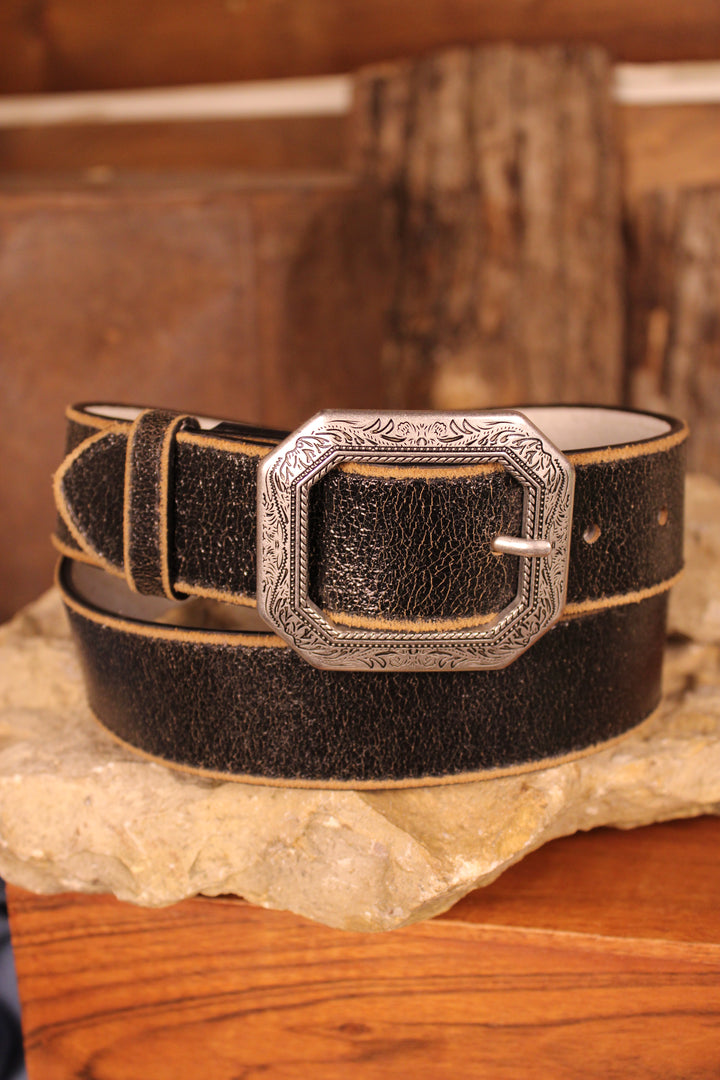 Onyx Shimmer Leather Belt