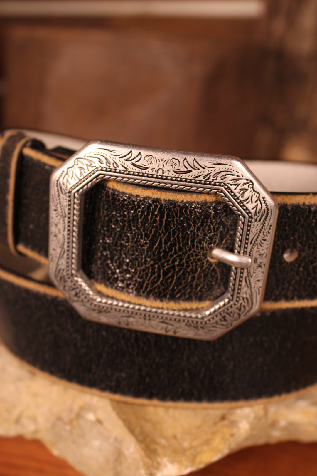 Onyx Shimmer Leather Belt