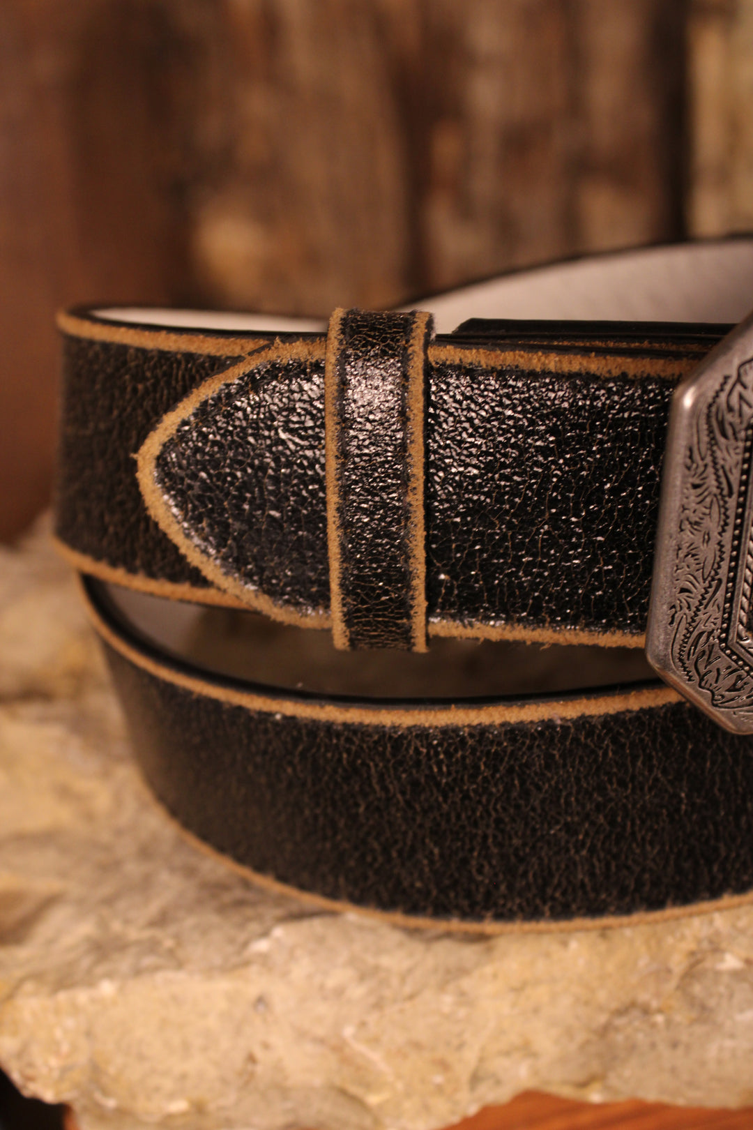 Onyx Shimmer Leather Belt