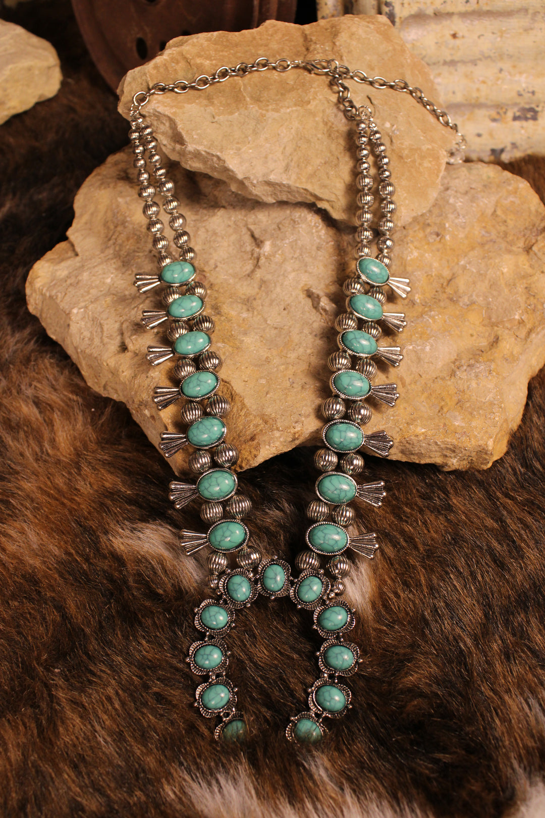 Desert Jade Squash Blossom Necklace