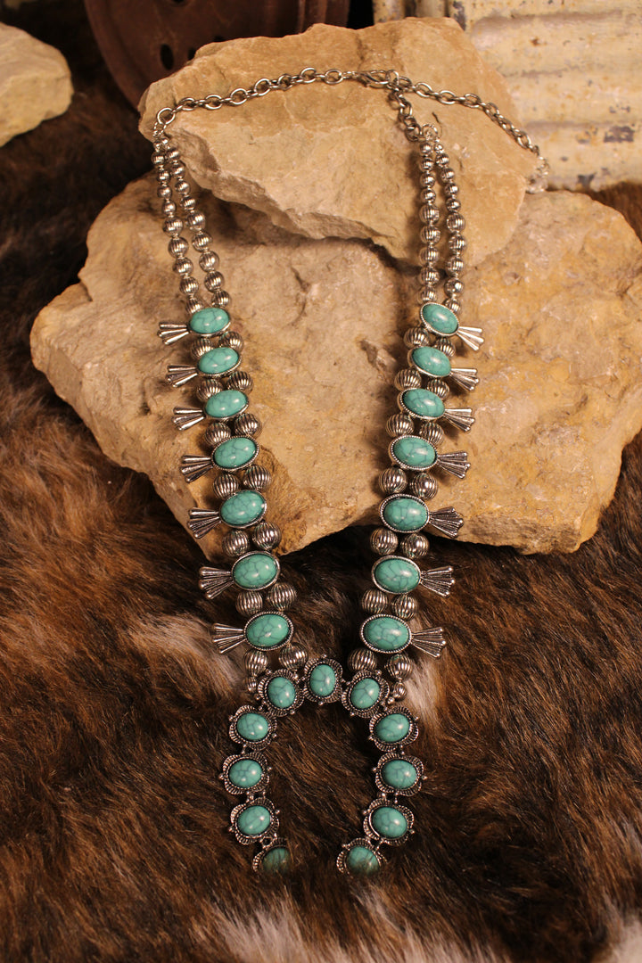 Desert Jade Squash Blossom Necklace