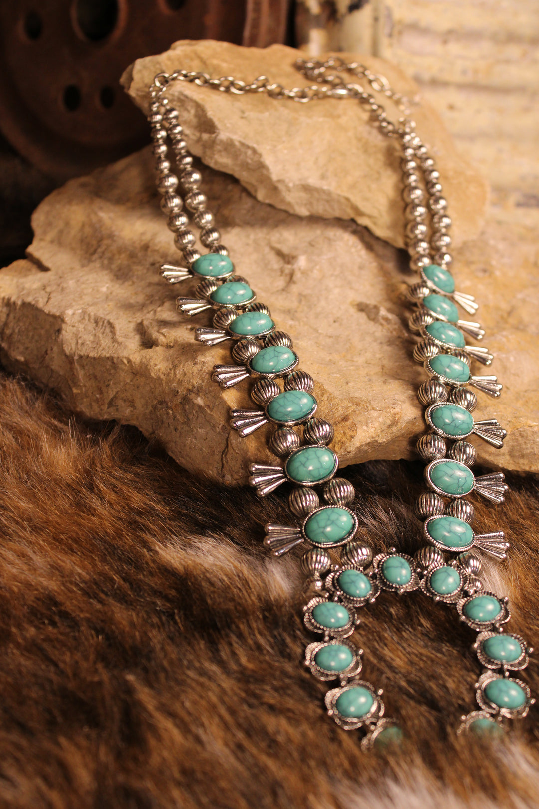 Desert Jade Squash Blossom Necklace