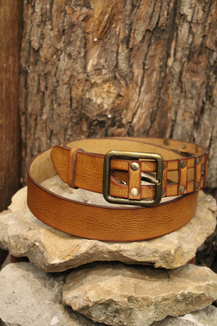 Picket Fence Brown Leather Belt
