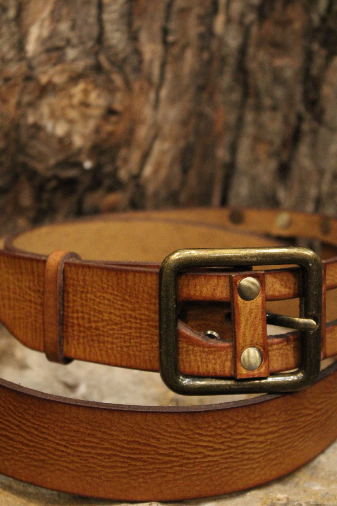 Picket Fence Brown Leather Belt