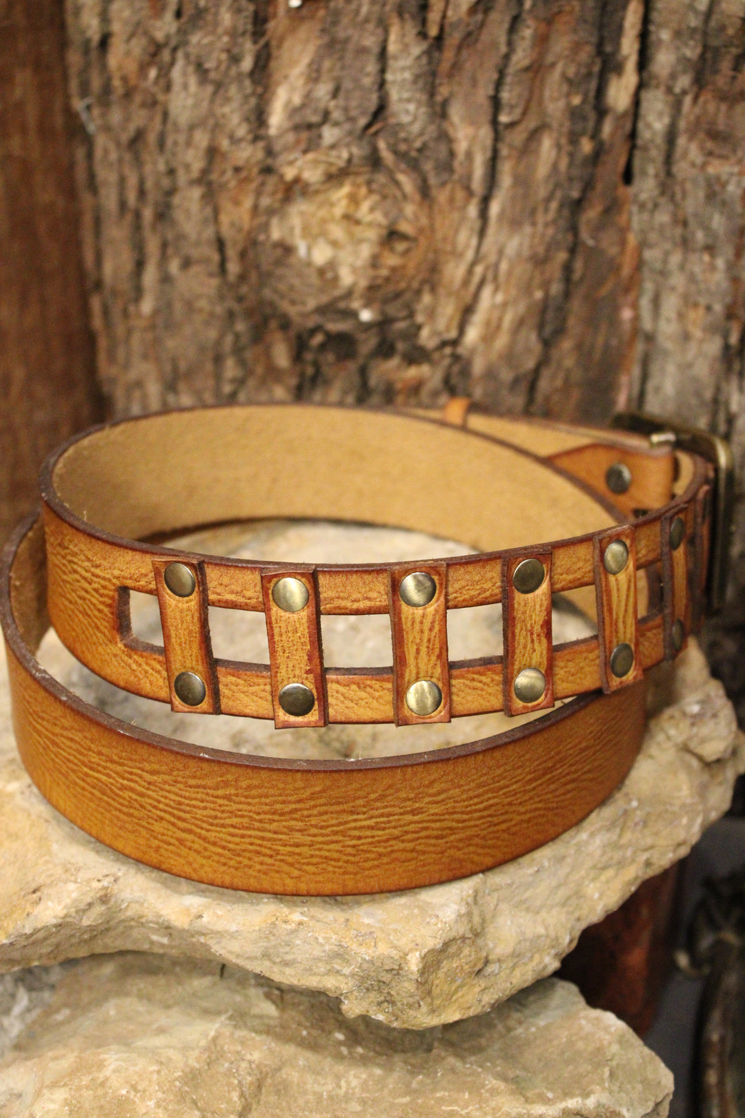 Picket Fence Brown Leather Belt
