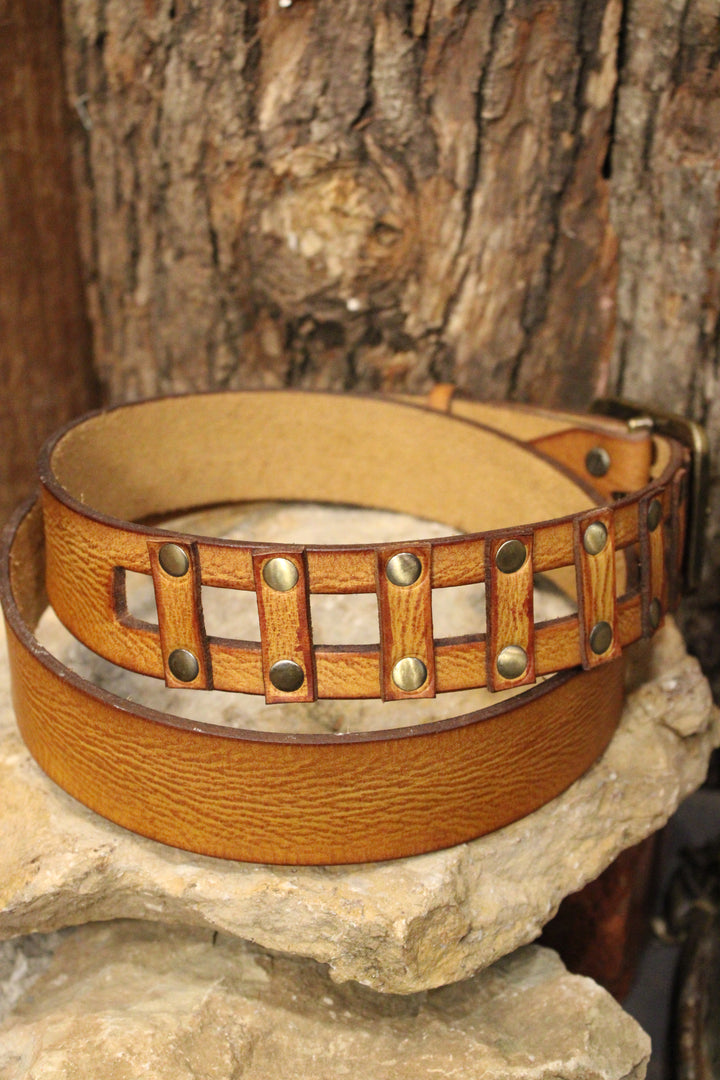 Picket Fence Brown Leather Belt