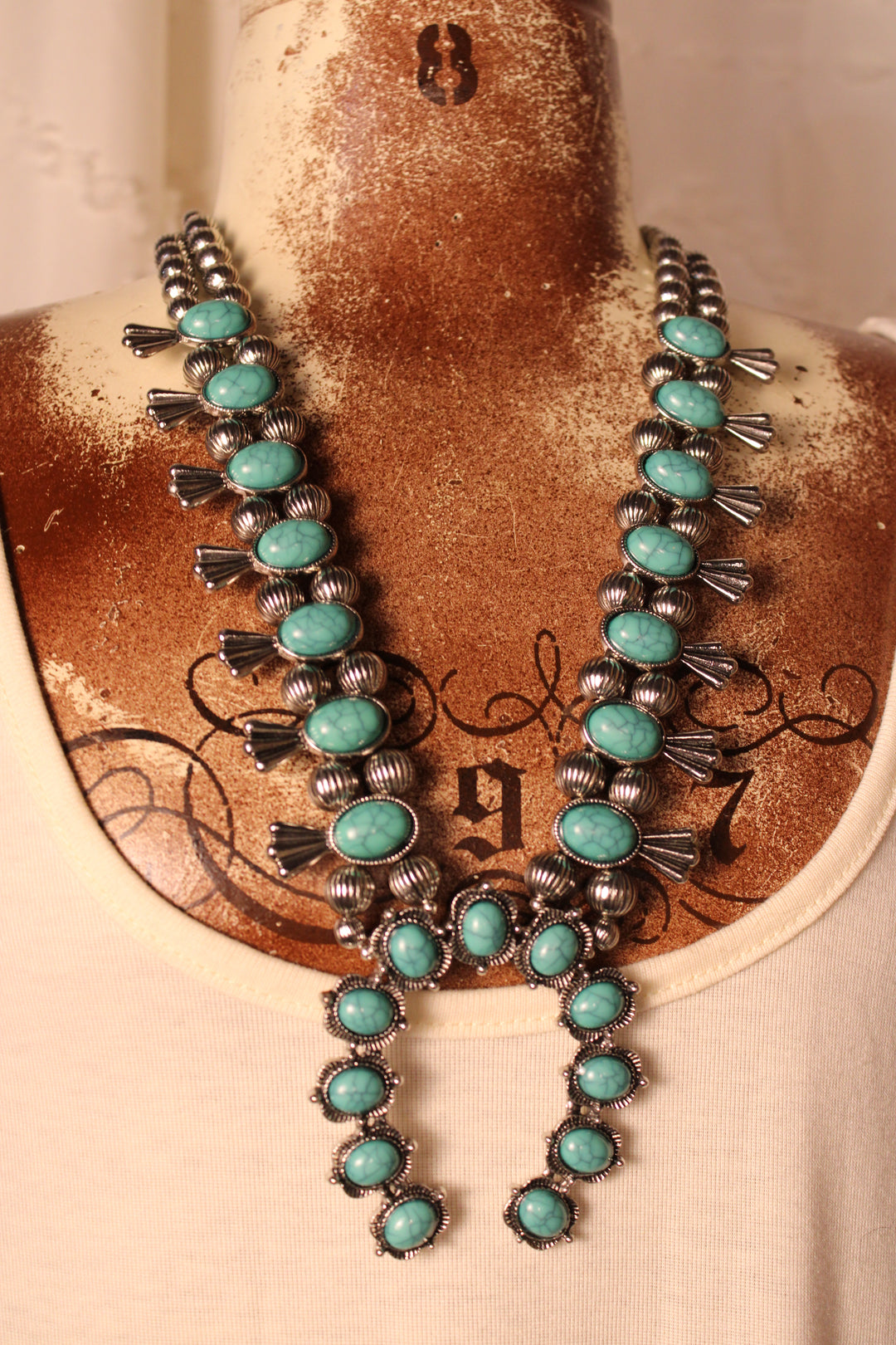 Desert Jade Squash Blossom Necklace