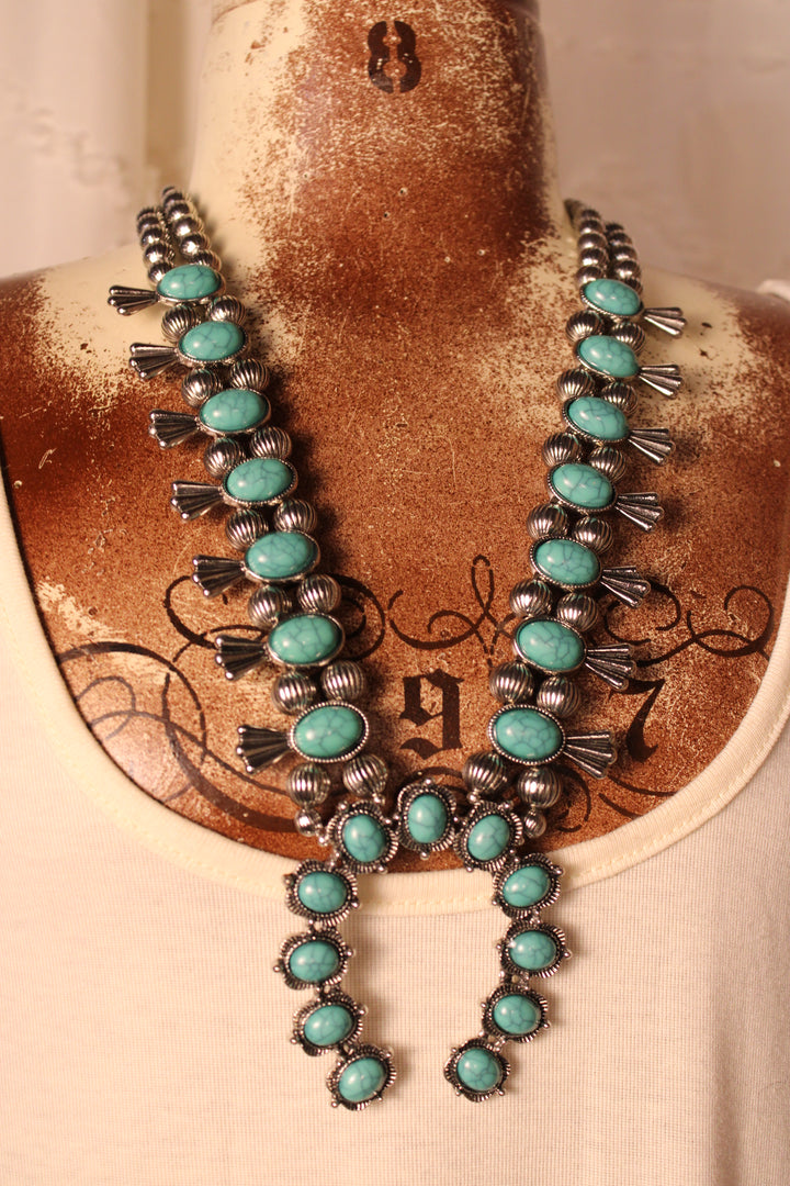 Desert Jade Squash Blossom Necklace