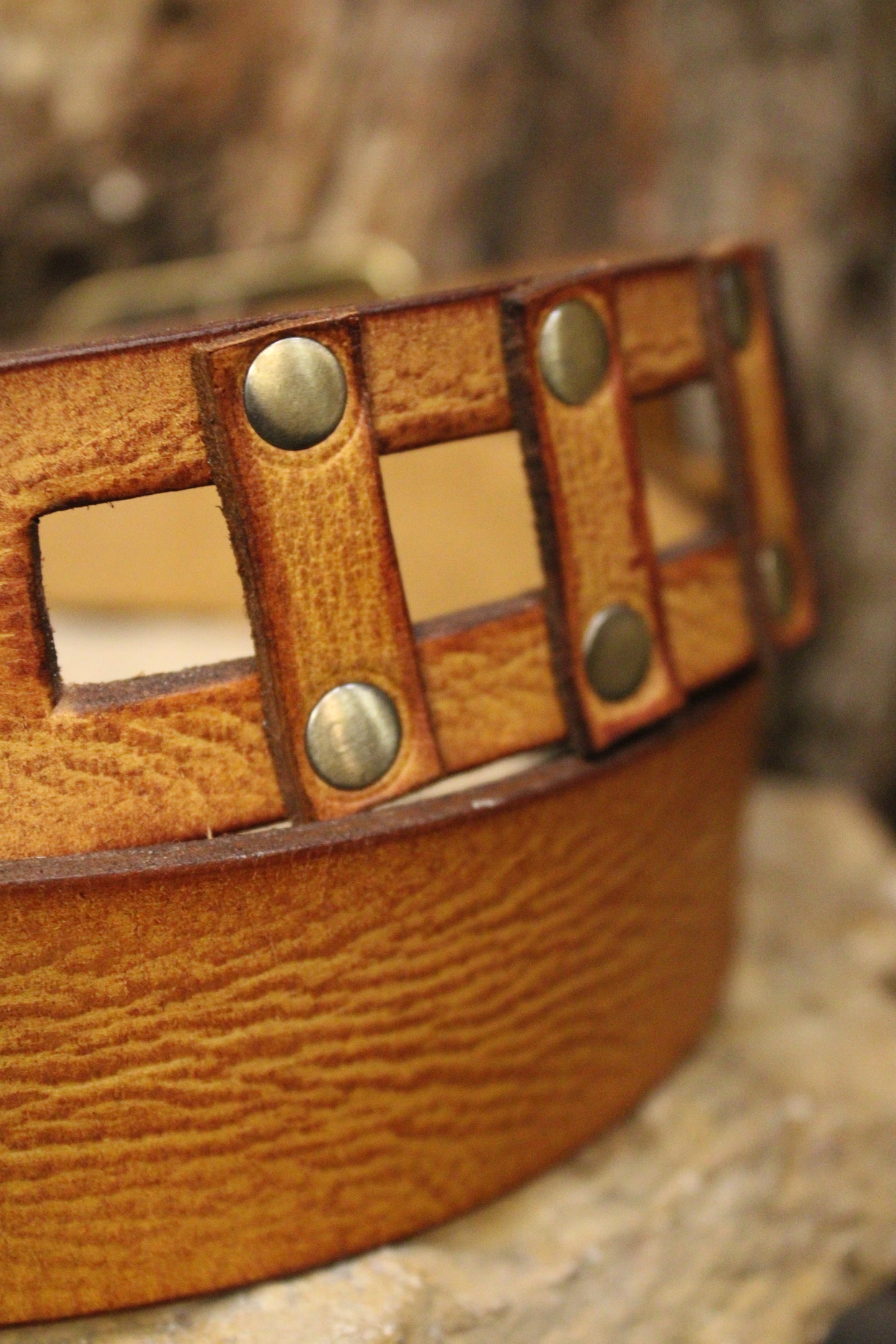 Picket Fence Brown Leather Belt