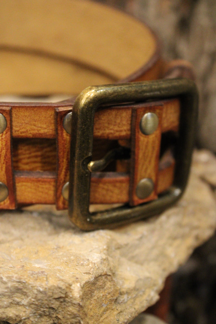 Picket Fence Brown Leather Belt