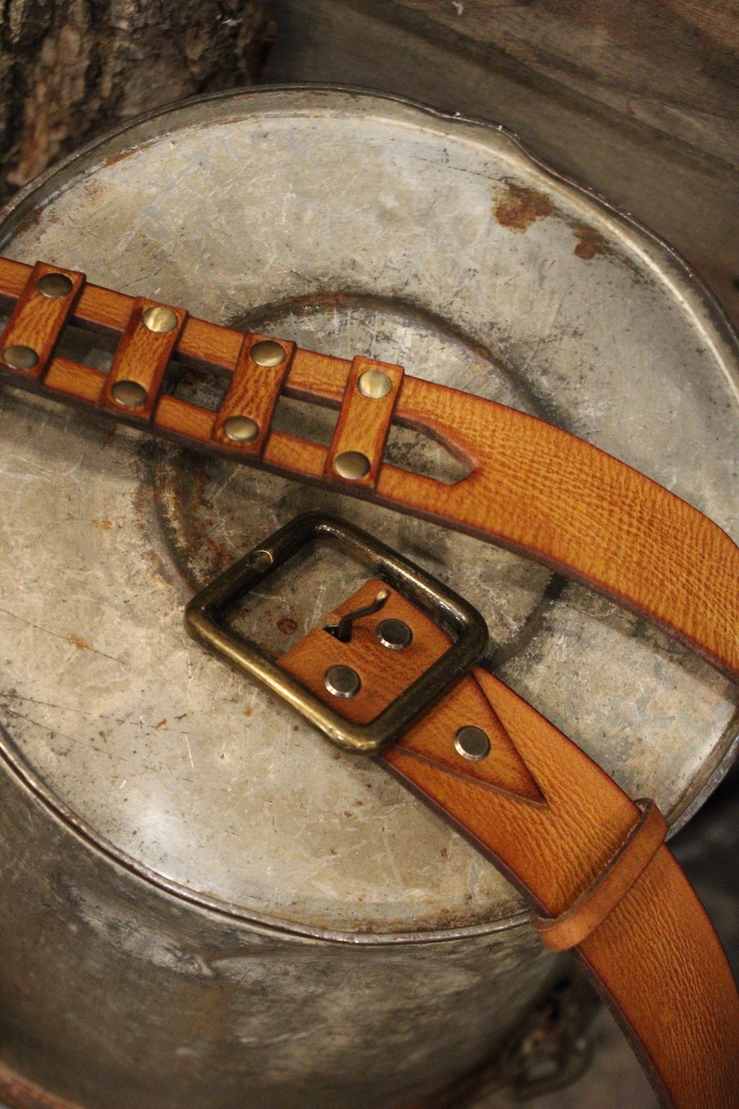 Picket Fence Brown Leather Belt