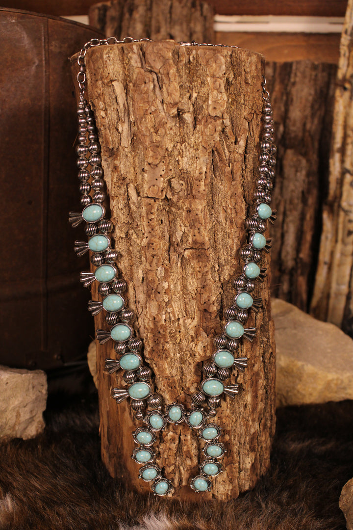 Clear Sky Squash Blossom Necklace