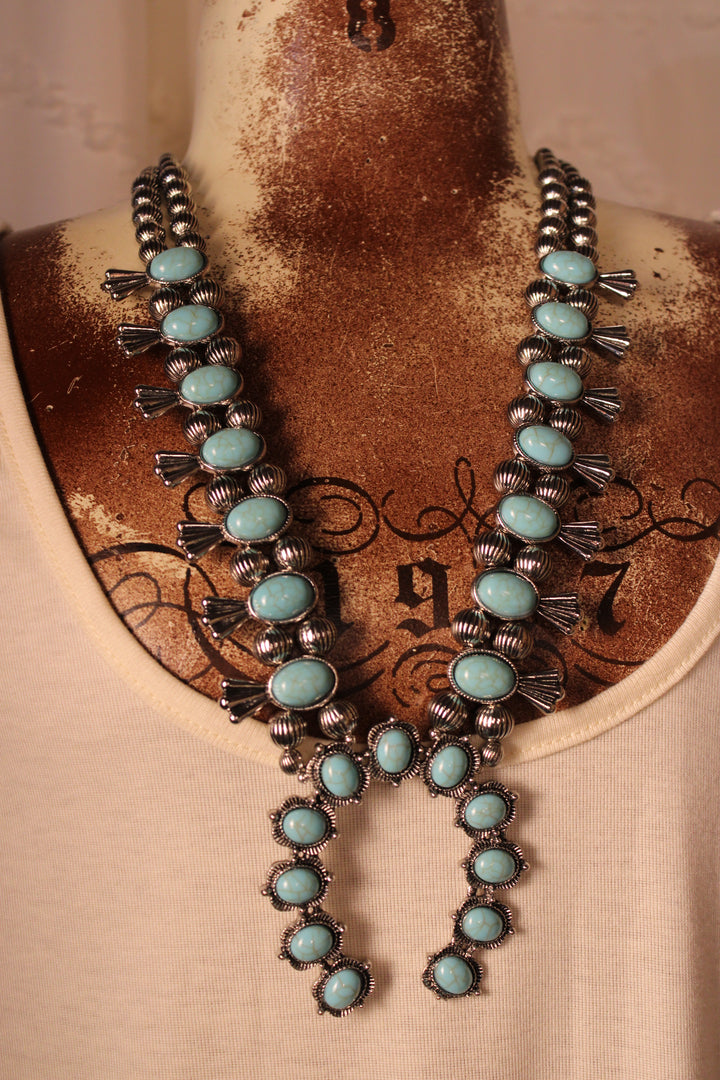 Clear Sky Squash Blossom Necklace