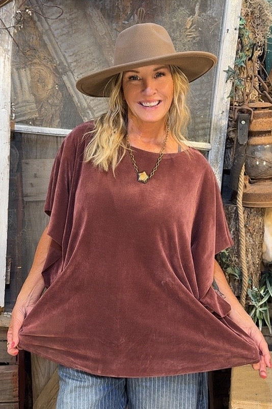 Soft Merlot Velvet Blouse