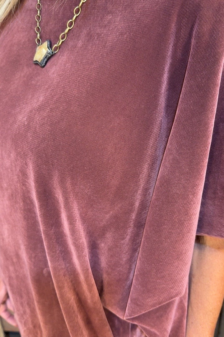 Soft Merlot Velvet Blouse