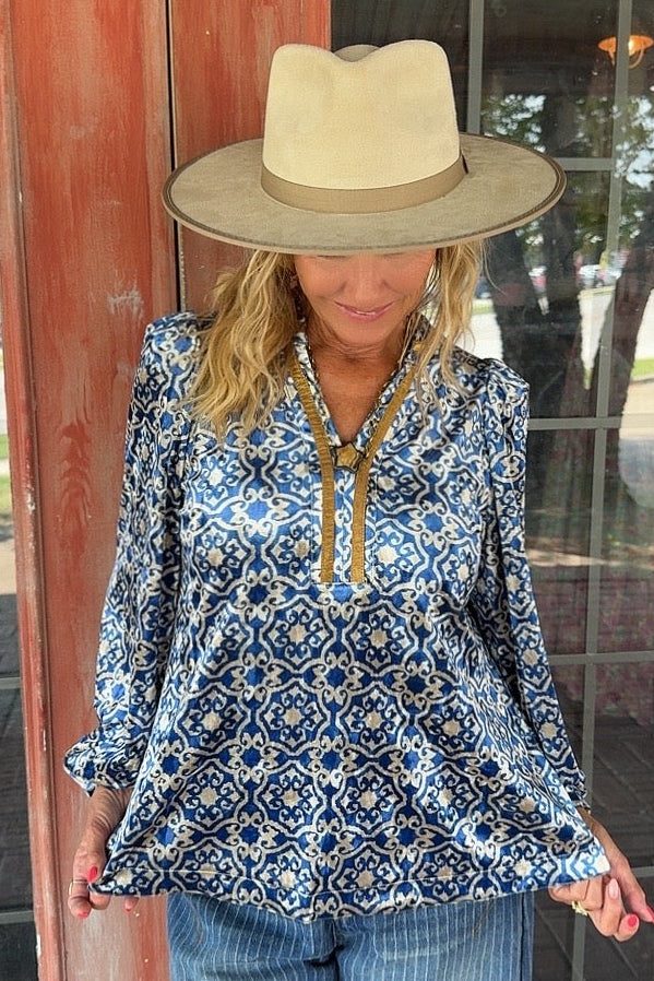 Gilded Cobalt Blouse