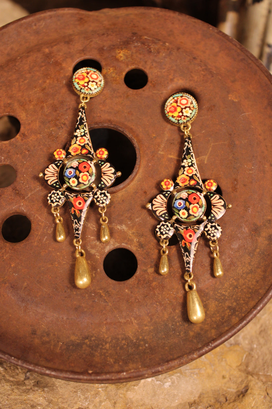 Midnight Floral Dangles