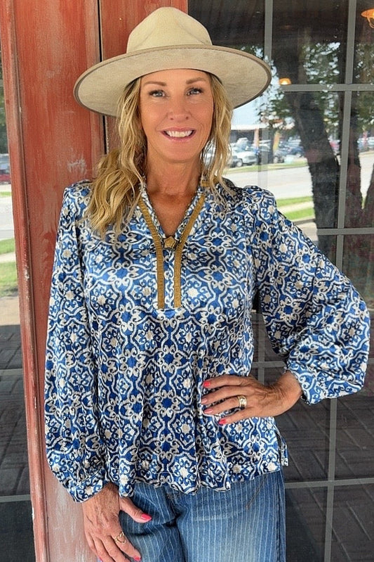 Gilded Cobalt Blouse