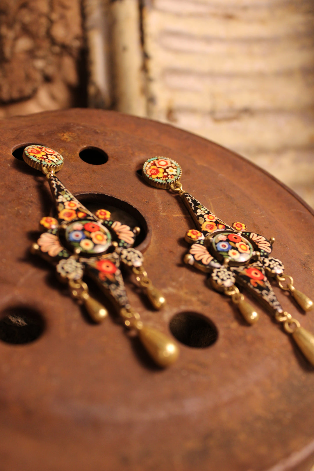 Midnight Floral Dangles