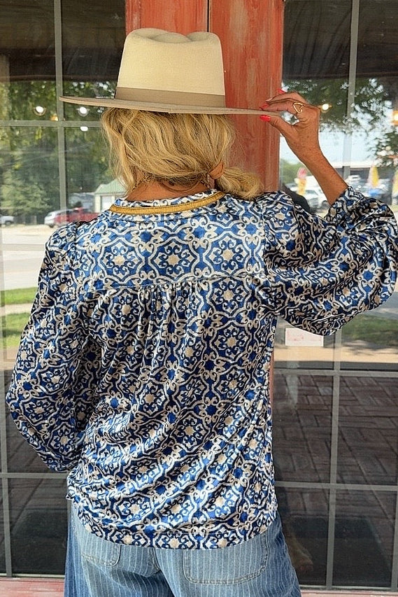 Gilded Cobalt Blouse