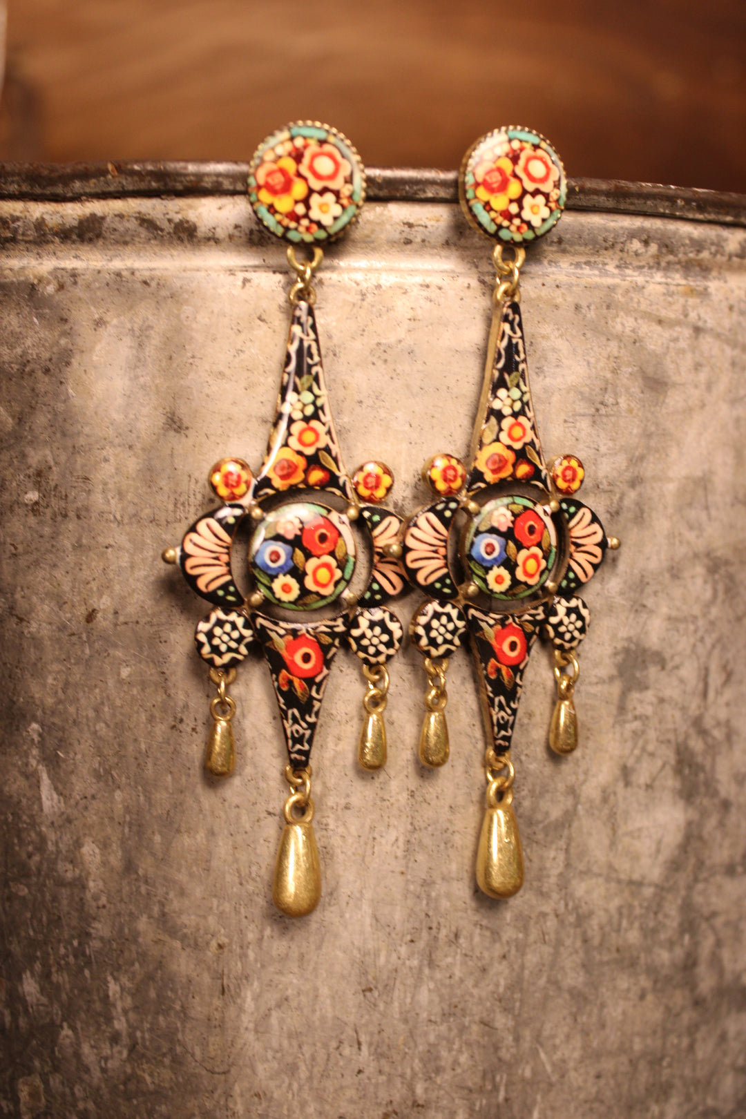 Midnight Floral Dangles