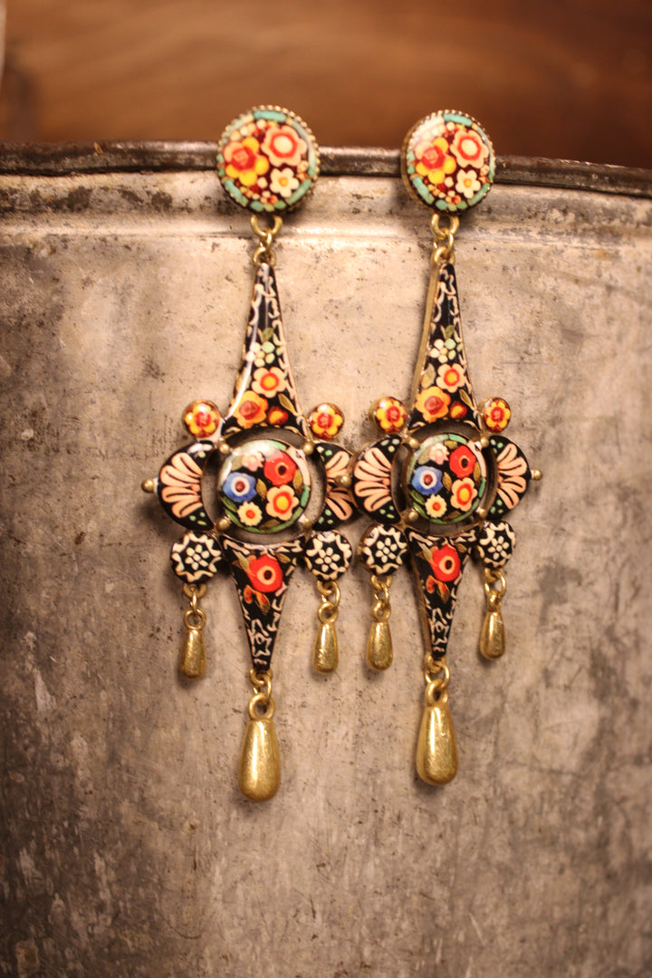 Midnight Floral Dangles